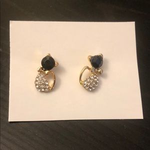 Diamond Black Cat Earrings